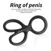 Кольцо с замком для любовника, секс-игрушки для пары, мягкая задержка эрекции, двойное кольцо для члена, фрикционный массаж, стимуляция
