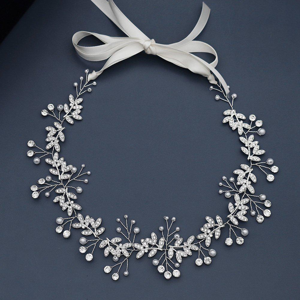 Сделанный вручную свадебный гребень для волос с цветком из жемчуга и страз и листьями