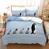 Antarctic Penguins Duvet Cover Set For Kid Girl Boy Cute Animals Polyester Comforter Cover Black White Print Bedspread King Size