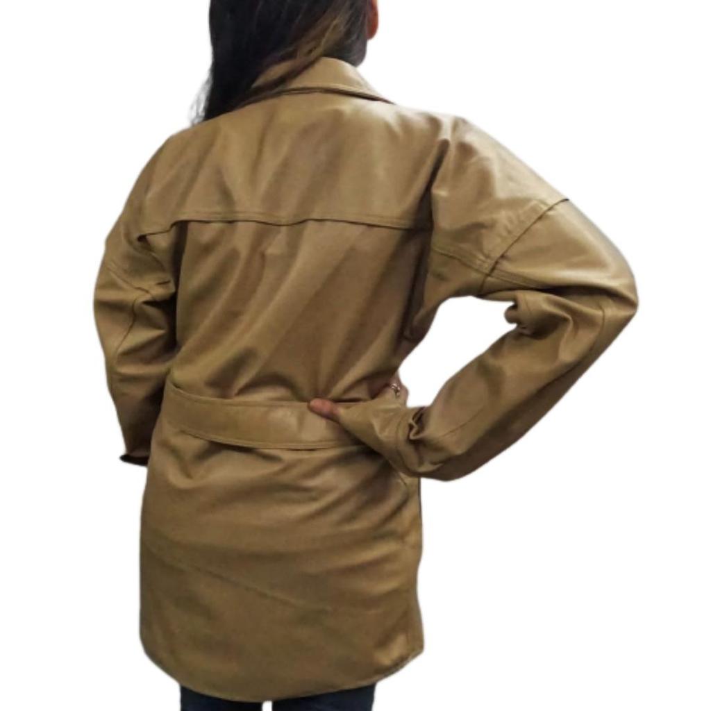 NOORA Женский бежевый кожаный плащ из овчины — верхняя одежда, зимний плащ — повседневное пальто для вечеринок