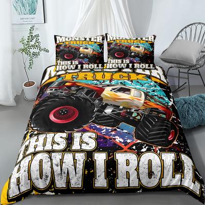 Комплект пододеяльника 3D для гоночного монстр-трака Кинг/Квин/Двуспальный/Полуторный/Твин/Односпальный Комплект постельного белья