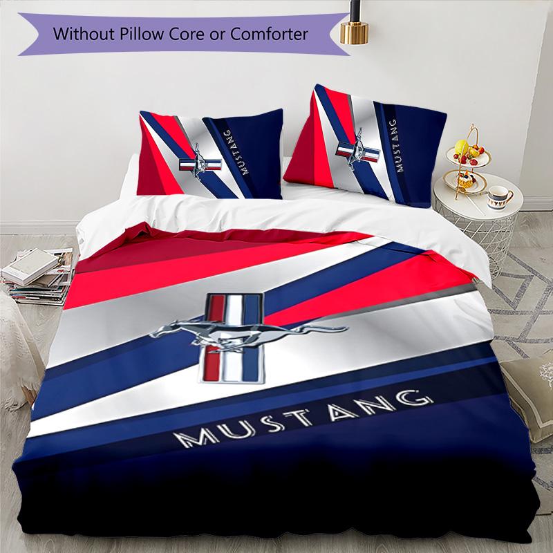Mustang 3pcs Bedding Set Duvet Cover Closure Includes 1 Duvet Cover & 2 Pillowcases for All Seasons Bedroom Home Dorm Decor