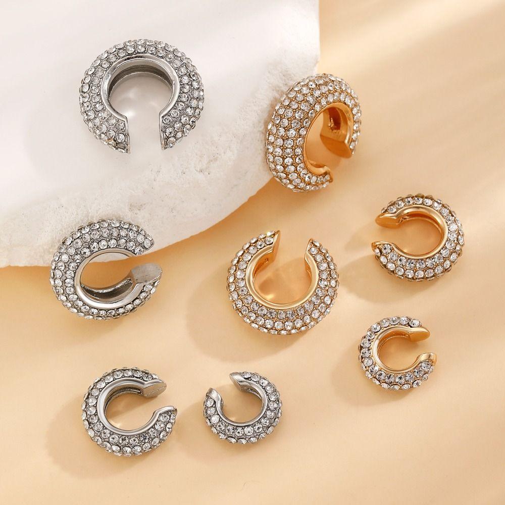 Crystal C Shape Ear Cuff Copper Gold Jewelry Simple Ear Buckle Travel
