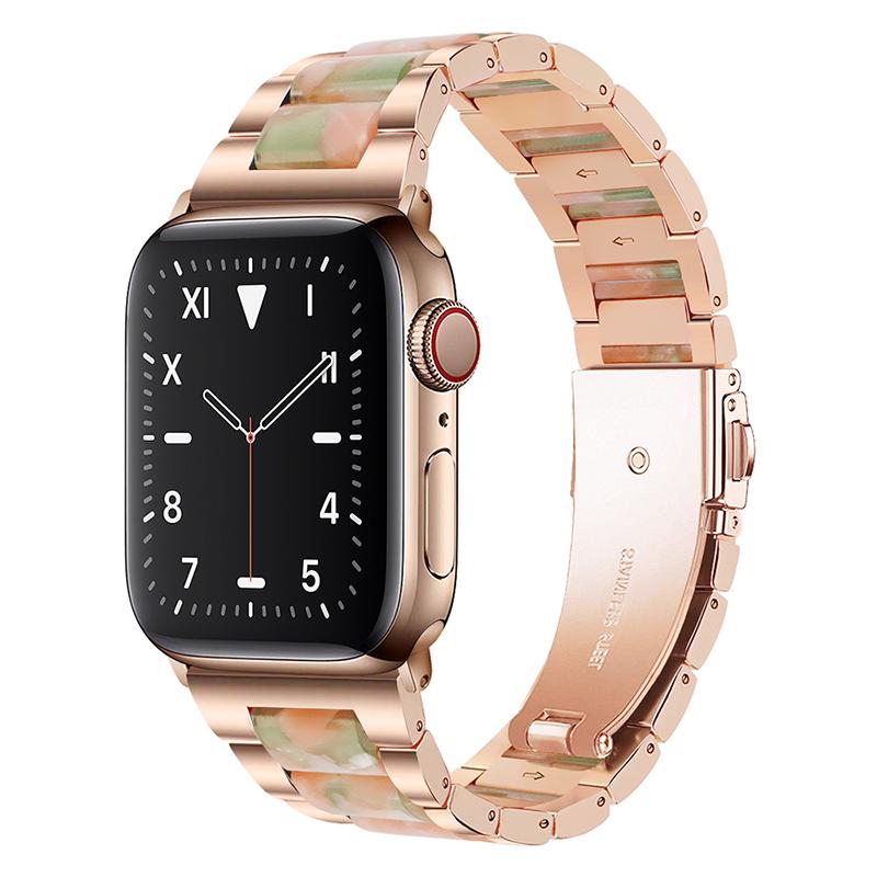 Ремешок из нержавеющей стали+смолы Для Apple watch band 40 мм 45 мм 44 мм 49 мм 41 мм 38 мм Металлический браслет iwatch series 9 8 7 6 5 SE ultra 2