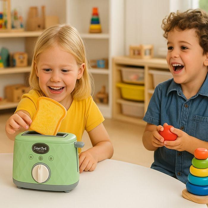 Jouet Grille-Pain Sonore - Fonctionnel - 2 Toasts - À Piles - Dès 3 Ans