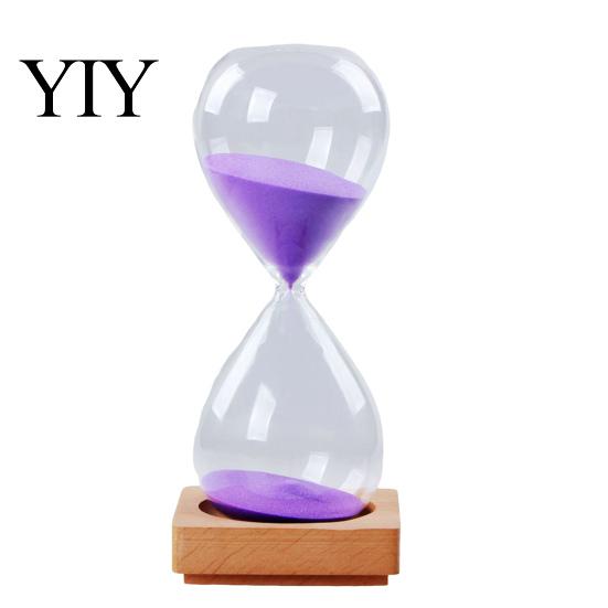 Decorative Sand Timer for Desk 5 Minutes Glass Hourglass with Wooden Base, Modern Timer, Focus Aid Tea Making Drop Shape Clock Study Time Management