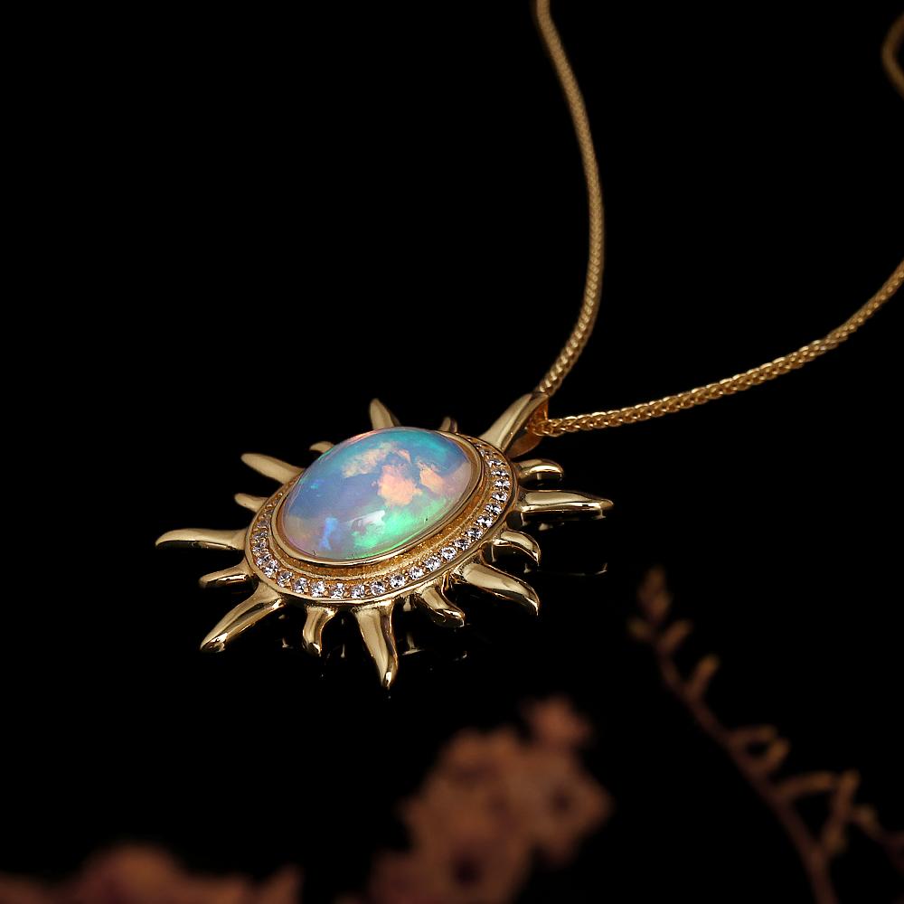 Hope Gemstones Натуральный овальный опал из Эфиопии 10*14 мм кулон из серебра 925 пробы Ожерелье Изысканные украшения для женского подарка на годовщину