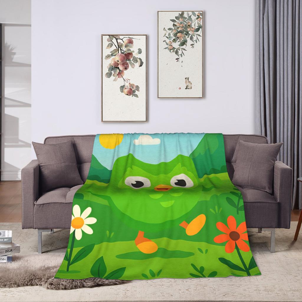 Warm Blanket Picnic Duolingos Owl Throw Blanket Flannel Bedspread For Outdoor Pattern Sofa Bed Cover