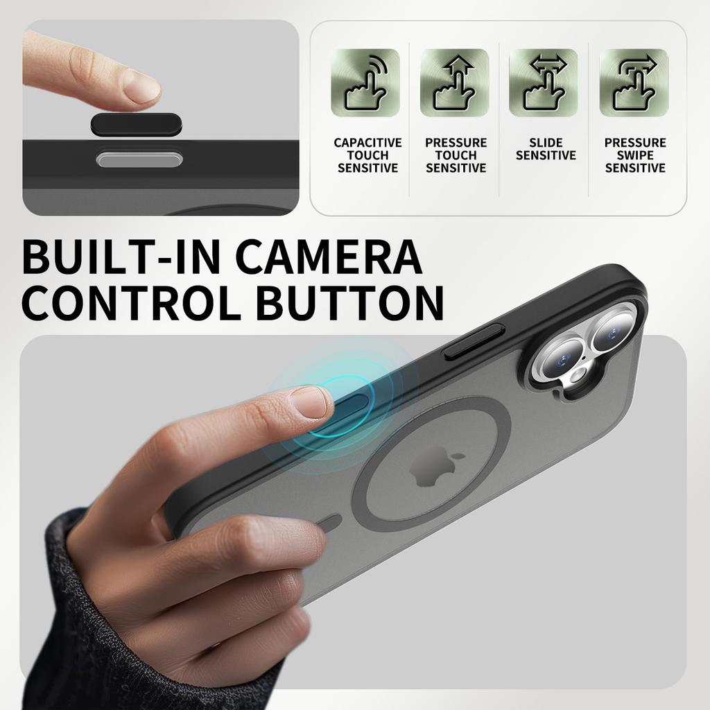 Чехол-кнопка управления камерой для Magsafe Mag Safe iPhone 17 Air Pro Max 16 Plus 15 14 iPhone17 17Pro Полупрозрачная Матовая Крышка для Телефона Аксессуары