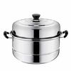 Steamer, 32cm, 2-Tier, 3-Tier, 3-Layer Bottom, Stainless Steel Lid, Compatible with Induction Cooking and Various Heat Sources