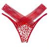 Leopard Print Thong: Women's Ice Silk Hollow-Out Strap Bandage Underwear