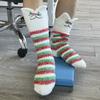 Женские Мужские Рождественские Праздничные Носки Colorblock Полосатые Милый Котенок Кот Зимние Теплые Уютные Пушистые Носки-Тапочки Гетры