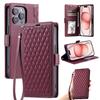 Kickstand Folio Case with Card Slots Holder Wrist Strap Lanyard for iPhone 16 15 14 13 12 11 16e 13 Pro Max 16 Pro XR 7 8 Plus SE Phone Case Wallet