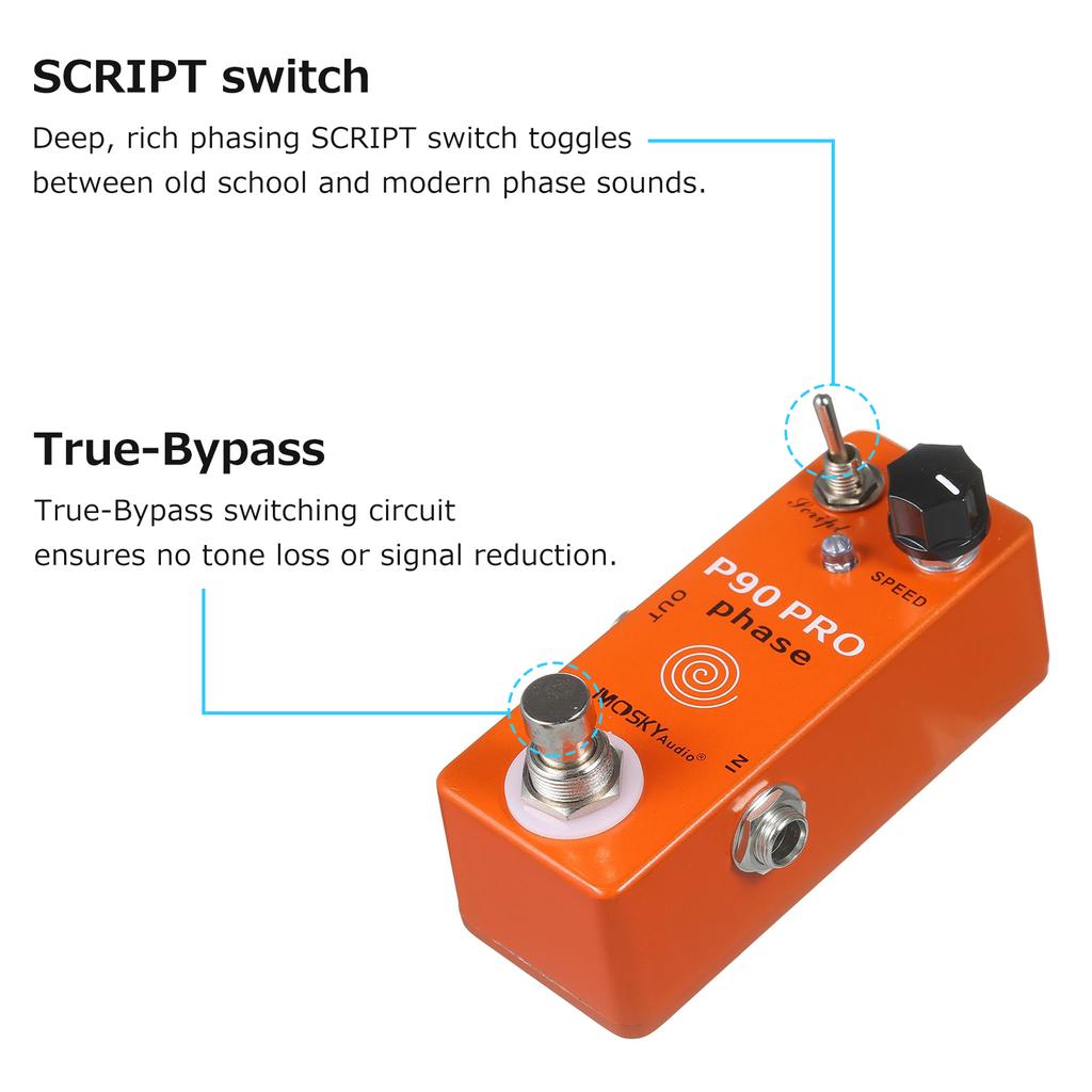 MOSKYaudio P90 PRO PHASE Phaser Pedal Guitar Effects Single Mini Vintage Phaser Pedal Effect Pedal