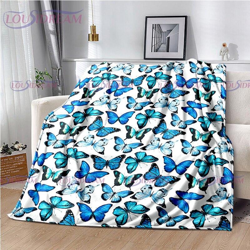 Butterfly Blanket Print Fleece Blanket Throw Light Weight Warm Blanket for Bed Kids Blankets Couch Chair Living Room All Season