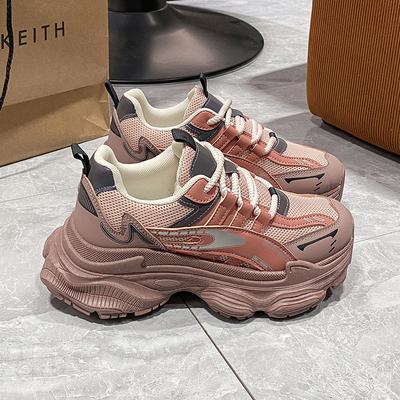 Новые осенние женские кроссовки в стиле папы на толстой подошве, универсальные уличные кроссовки, женская спортивная платформа, сетчатая вулканизированная обувь