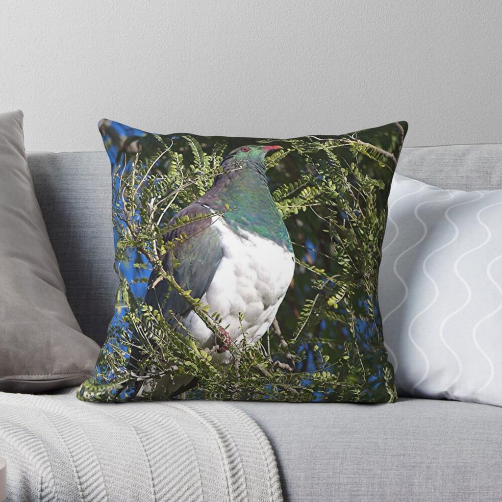 Kereru In A Kowhai Tree Square Pillowcase Polyester Linen Velvet Printed Decor Throw Pillow Case Sofa Seater Cushion Cover
