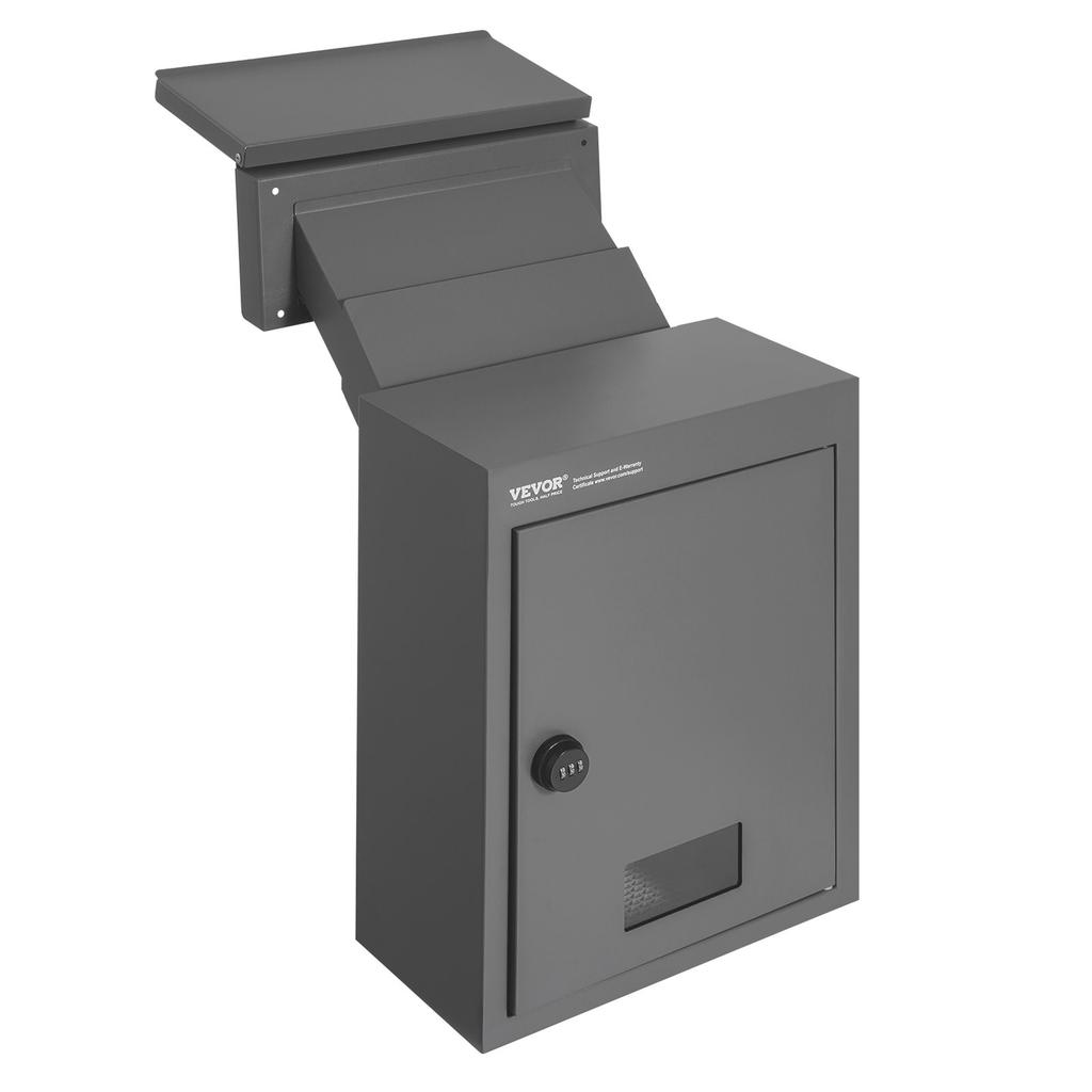 VEVOR Through The Wall Drop Box, Heavy Duty Steel Through The Wall Mailbox with 2.8-7.9" 13" Combination Lock, 12.5x6.3x16.9 Mail Drop Box