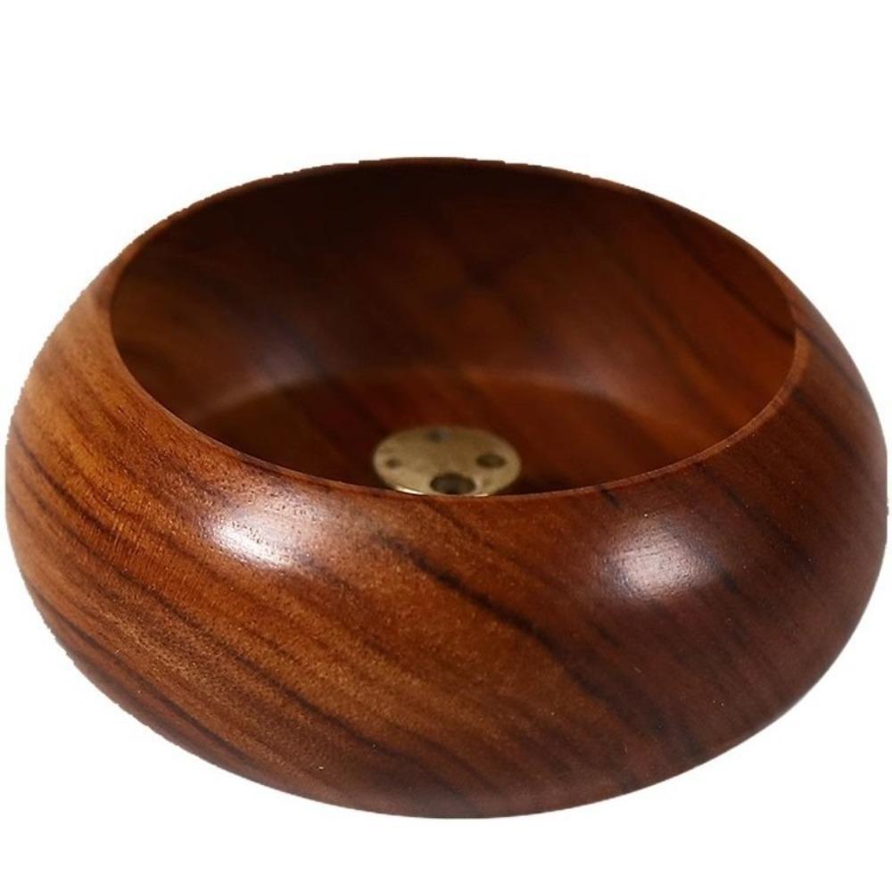 Handcrafted Wooden Incense Holder Solid Wood Bowl Shape Censer Stick Holder Desktop Decor