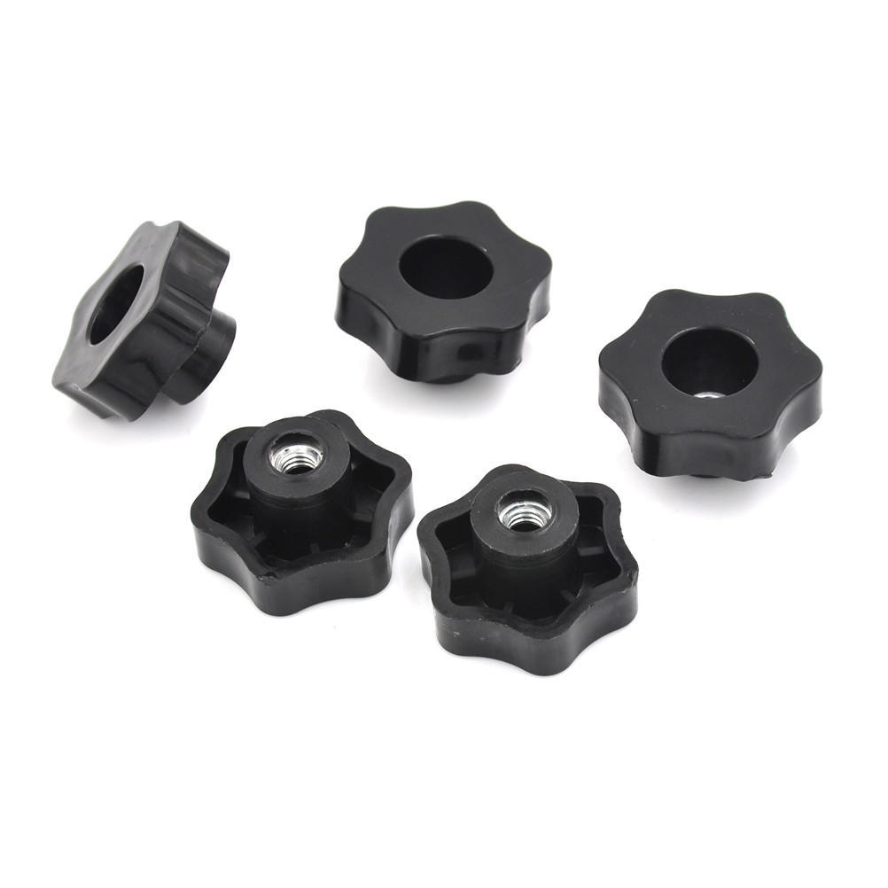 4Pcs M6 Female Thread Star Shaped Head Clamping Nuts Knob With Through-Hole