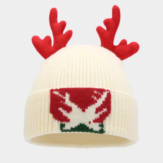 Комплект из 3 предметов: новогодняя шапка, шарф, перчатки, толстая вязаная теплая шапка с принтом рогов, эластичная защита ушей, ветрозащитная лыжная шапка-купол, комплект с шейным платком