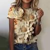 Women's T-Shirts Fashion 3d Floral Printing T Shirt Casual Tees Summer Clothing Basic Female Tops Print Oversized Pullover