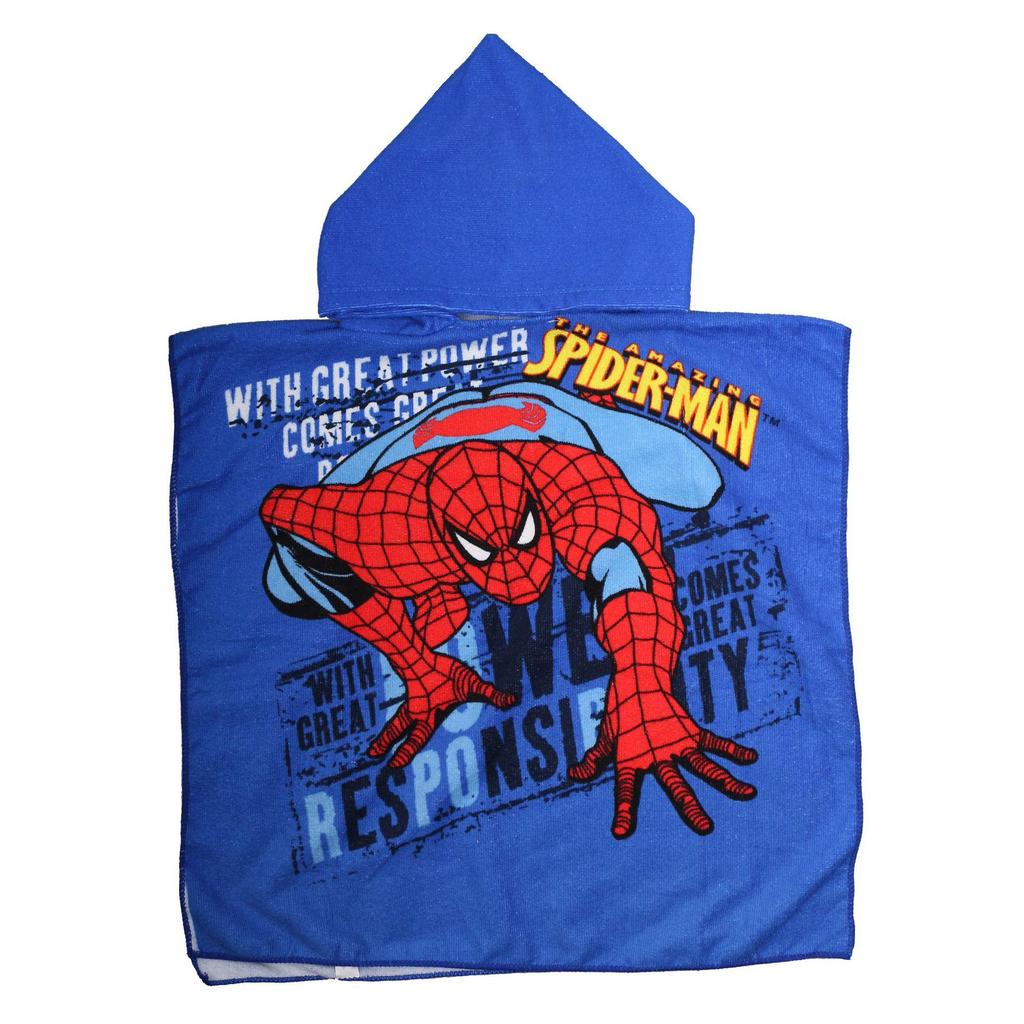 Ultra-Fine Fiber Cartoon Print Kids' Hooded Bath Towel Poncho