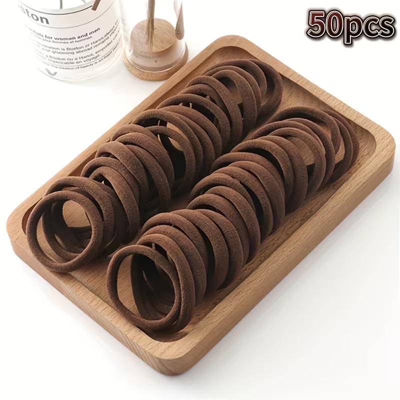 50PCS High Elastic Hair Bands Thick Ponytail Holders Durable Hair Ties for Women Girls Daily Hair Accessories