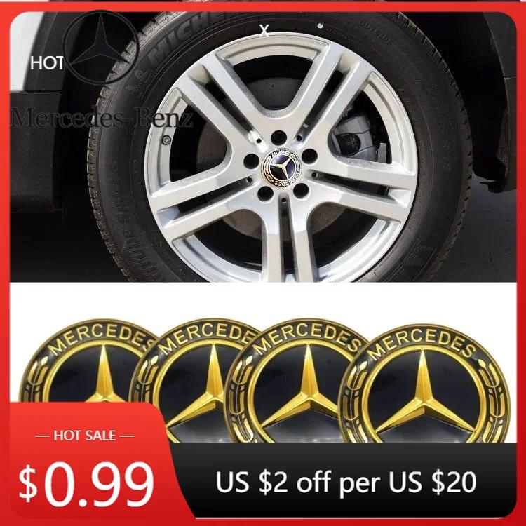 Hot Car Sticker 4 pieces 75mm Car Wheel Center Hub Caps Cover for Mercedes-Benz W166 W167 W177 W213 X205 GLC/GLE/ML-class decora