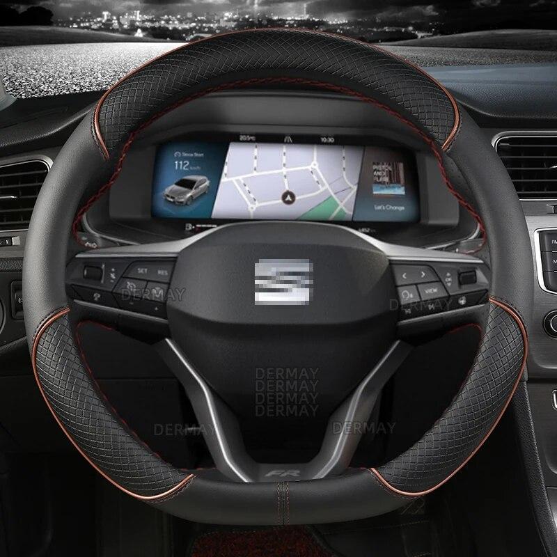 Нескользящий чехол на руль автомобиля из микрофибры для Seat Tarraco Arona Ateca Ibiza Toledo Mii Leon Arosa Exeo ST FR 38 см