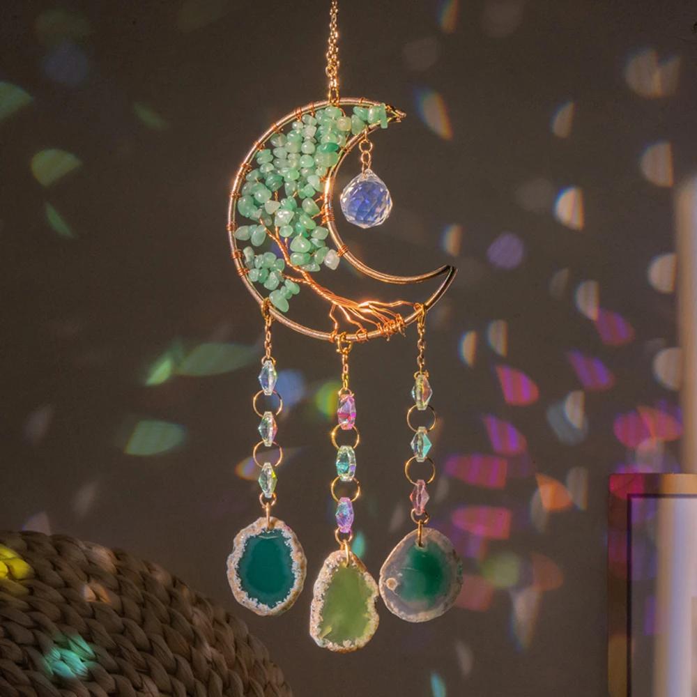Suncatcher Crystal Dream Catchers Rainbow Catcher Crystal Stone Prism Star Moon Sun  Indoor Window Car Hangings Garden Decor