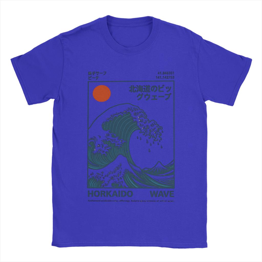 HOKKAIDO WAVE Unisex T Shirt Humor Tees Short Sleeve Round Neck TShirts Pure Cotton New Arrival Clothes