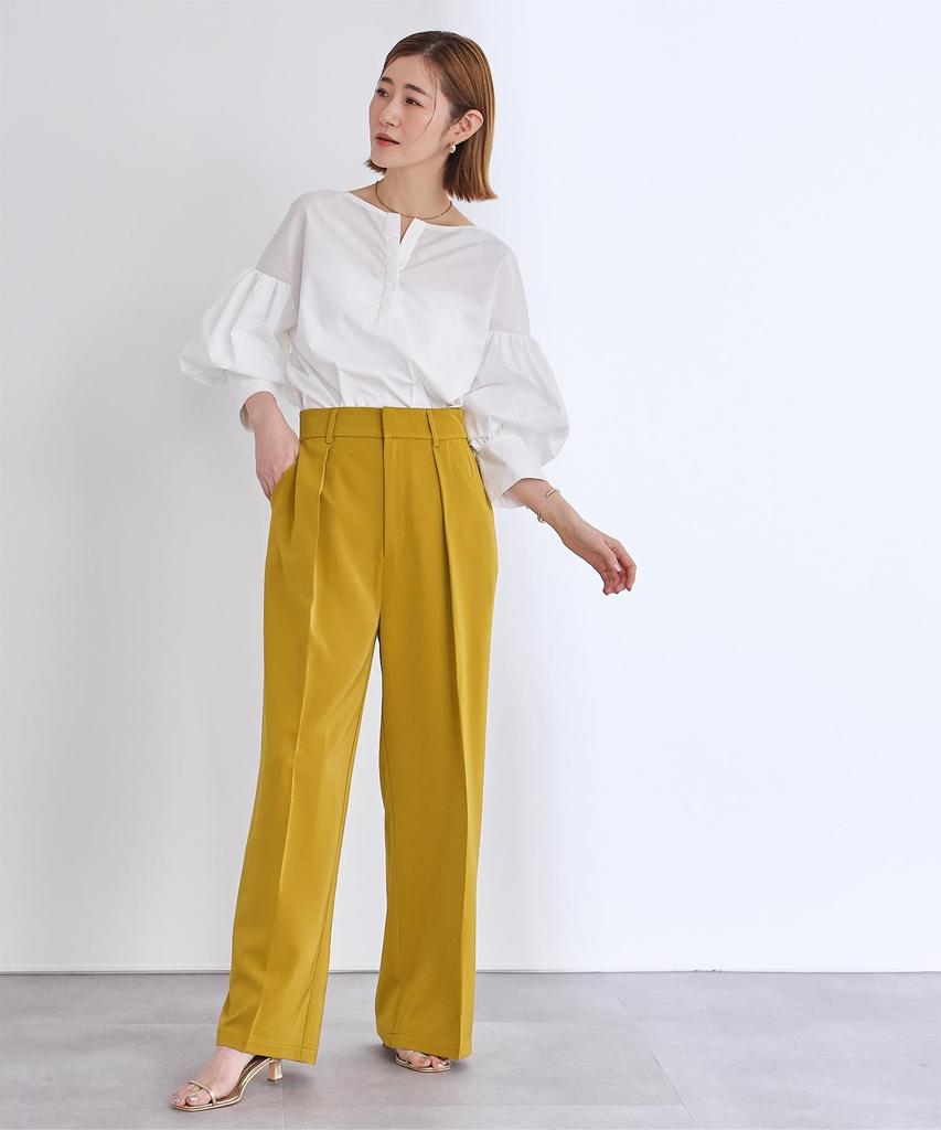 Yours Wide Pants BDXN1808 Camel One-Tuck High-Waist S,
