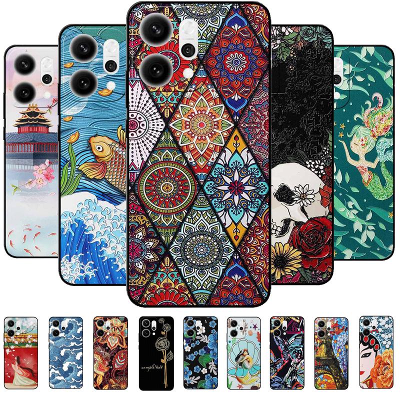 3D Cartoon Emboss Case For Oppo Reno14 5G Relief Embossed Retro Silicone Back Cover For Reno 14 CPH2737 Funda Anime Coque Reno14