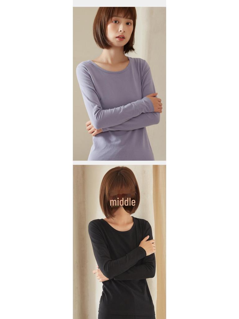 Женский однотонный топ из чистого хлопка с длинными рукавами