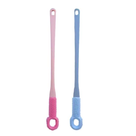 2 шт. Щетка для чистки пальцев ног Силиконовая мочалка для ног с ручкой длиной 15,7 дюйма Мягкая чистящая щетка для душа Инструмент для ухода за ногами для пожилых людей Мужчин Женщин