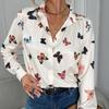 Модная женская рубашка с длинным рукавом с принтом в виде бабочек, элегантная весенняя офисная рубашка с лацканами, свободная повседневная простая блузка для женщин, уличная одежда