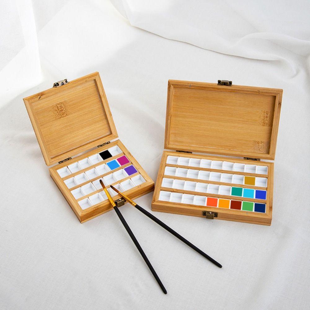 Bamboo Watercolor Paint Box 2ml Solid Paint Box Simple Pigment Subpackage Box  Watercolor Packaging