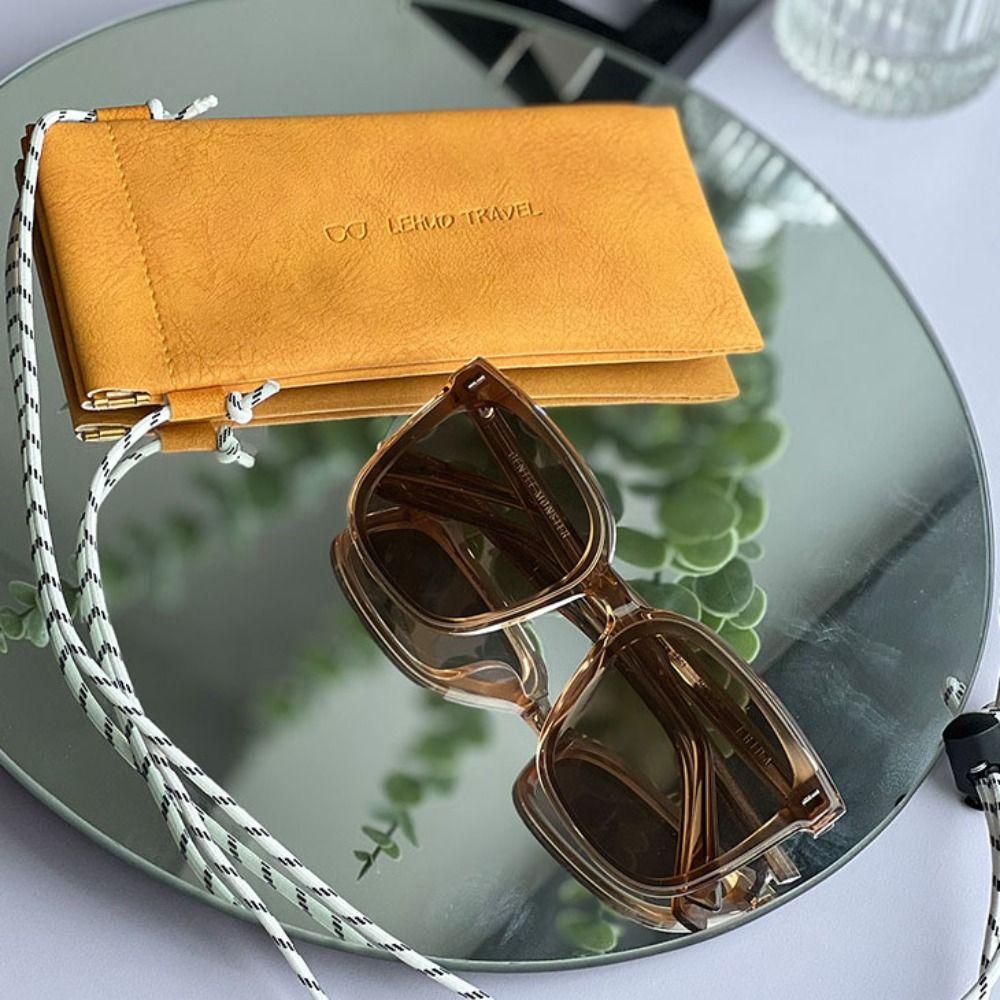 Self-closing PU Leather Glasses Bag Eyewear Protector Case Sunglasses Eyeglass Bag Male