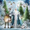 Алмазная картина 3D "Санта Клаус и Олень" Алмазная вышивка DIY Крестик Алмазная мозаика