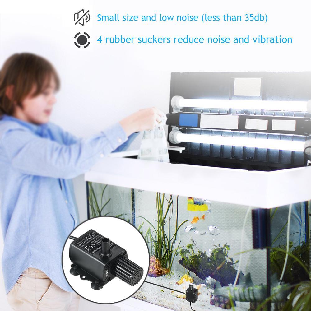 USB DC5V 4.8W Ultra quiet Mini Brushless Water Pump Waterproof Submersible Fountain Aquarium Circulating 300L H Lift