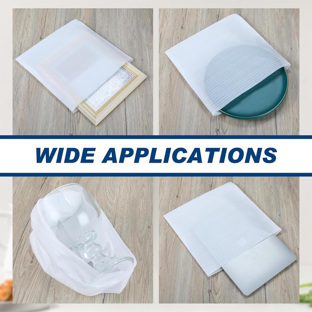 PerKoop 120 Pack Thickening Foam Sheets Pouches 12" x 12" for Packing Dishes, Foam Material Wrap Cushioning, Moving Supplies for Packing Storage and