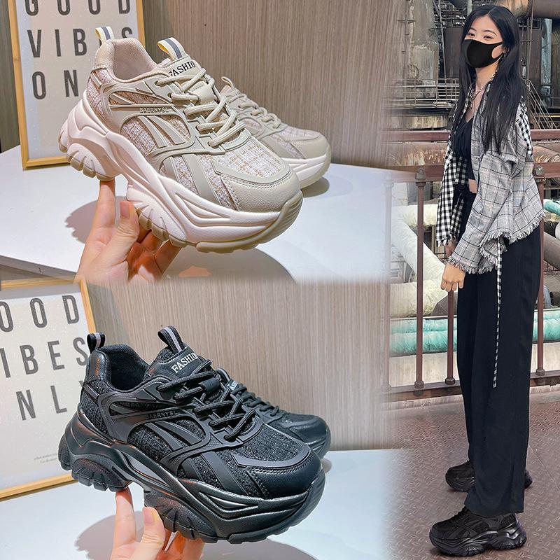 Suction film sole dad shoes autumn and winter 2025 women's new platform leather casual women's shoes versatile running sneakers women