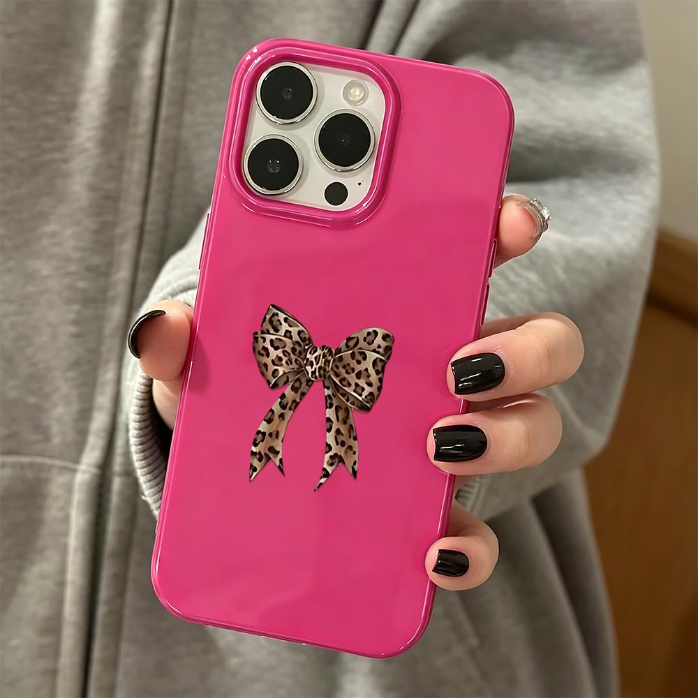 Силиконовый чехол с леопардовым бантом и винтажным узором для iPhone 13 11 14 Plus 12 17 15 16 Pro Max, чехол с ретро-дизайном