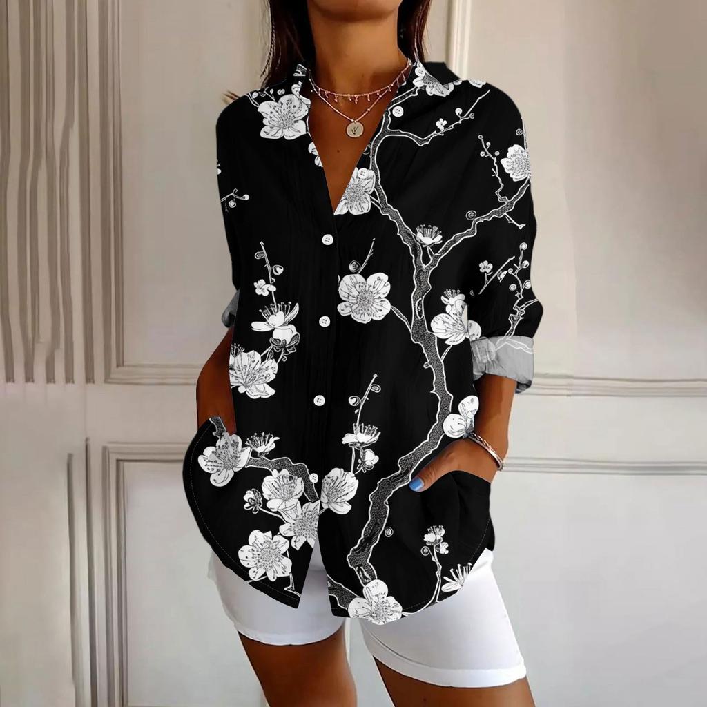 Womens Button Down Shirt  Long Sleeve Shirts For Women Print Graphic  Blouse Top
