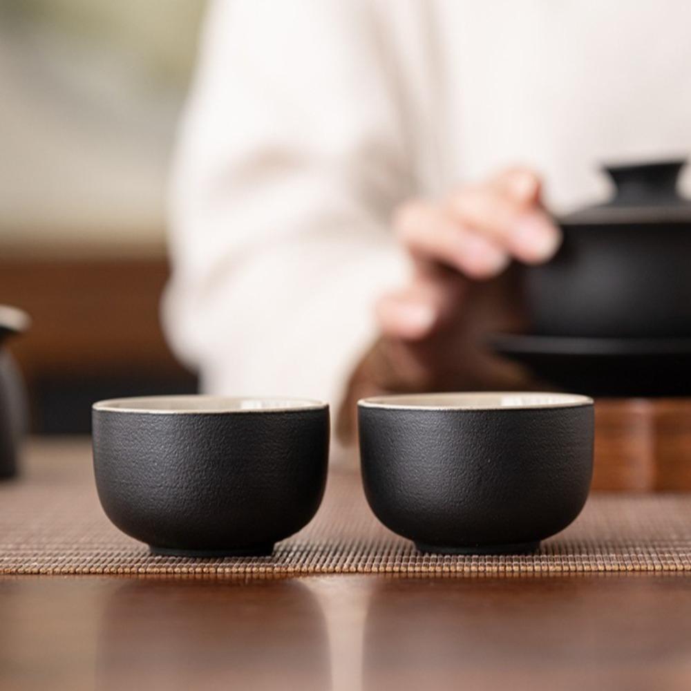 6PCS Black Tea Cup Heat-resistant Single Cup Household Tea Bowl  Home