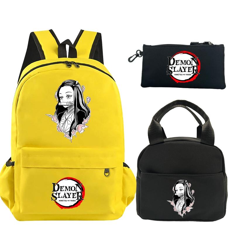 3 шт./компл. рюкзак «Убийца Демонов» с принтом, сумка для обеда, пенал для подростков, детский школьный рюкзак для девочек и мальчиков