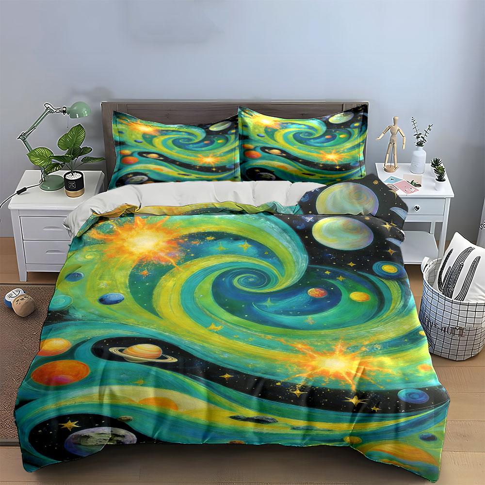 Swirling planets and stars. Bedding sets Duvet cover sets Duvet covers Pillowcases(1 * Duvet Cover 2 * Pillowcases without duvet insert)