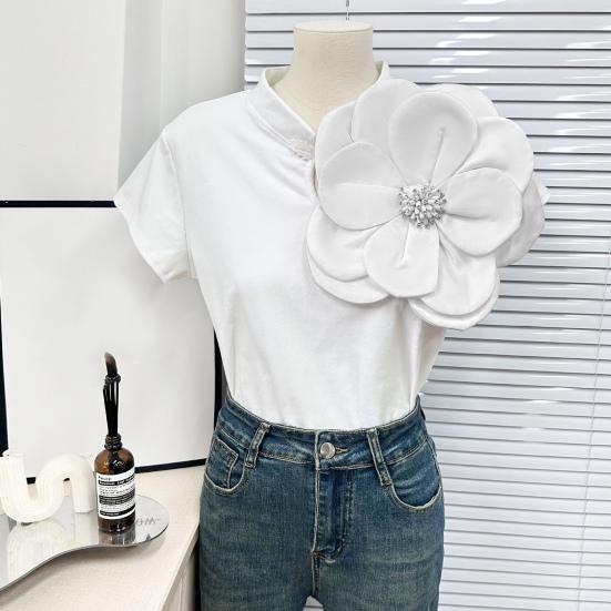 3D Flower Corsage Applique Rhinestone Decor Sweater Dress Blouse Decor DIY Stitching Patch Clothing