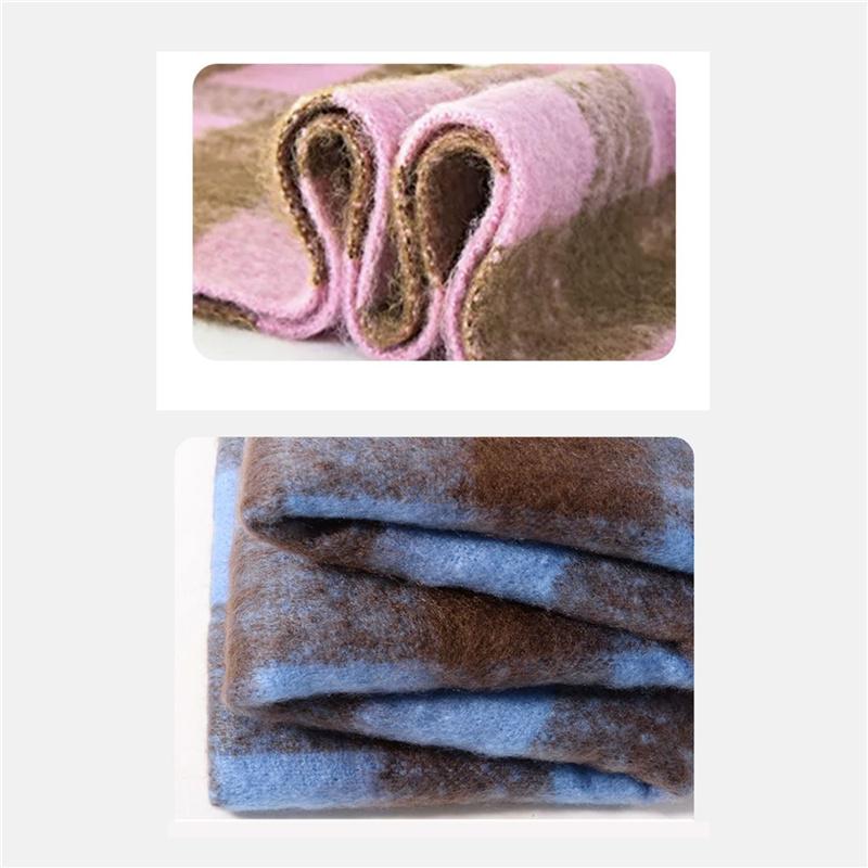 Cashmere Plaid Grid Scarf for Women Autumn Winter Thickened Warm Wrap Windproof Pashmina Scarves